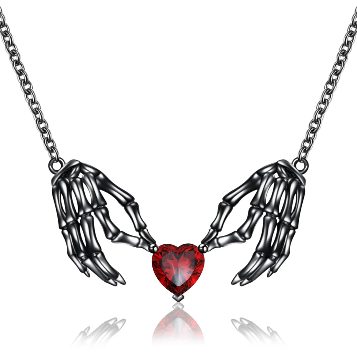 Collar Gótico Corazón y Alas de Murciélago