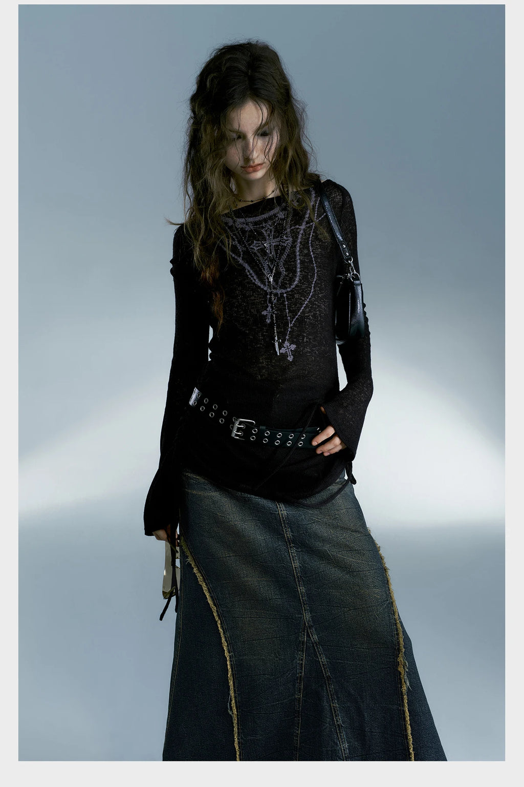 Top Ribbed Tattoo Print Gothic Alt