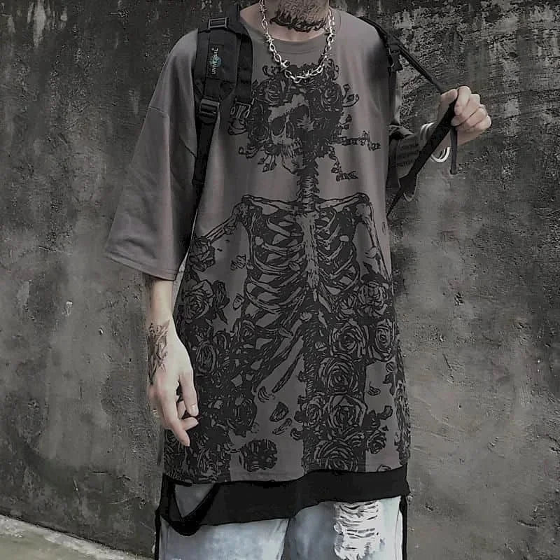 Camiseta Dark Anime Skull Streetwear