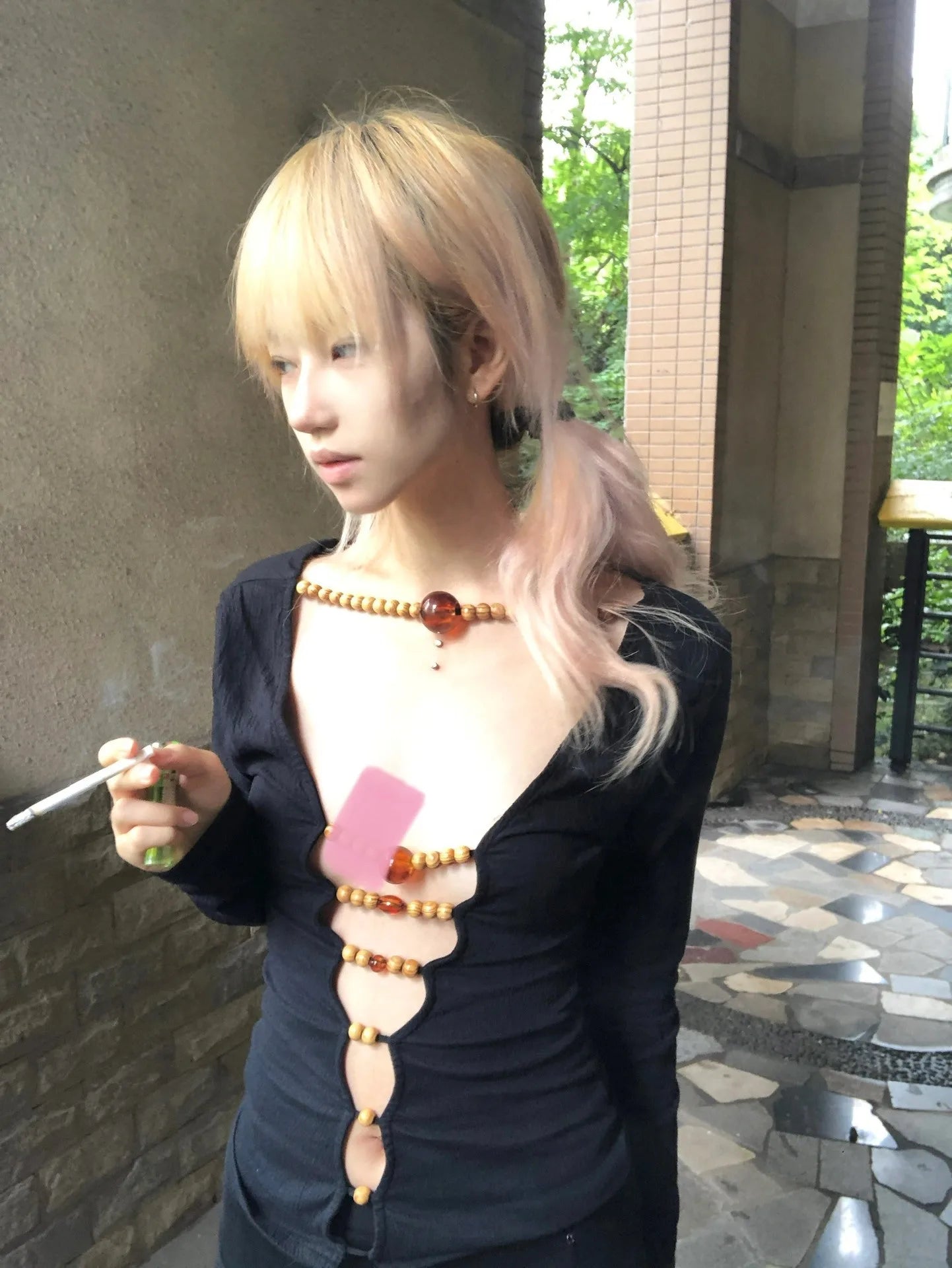 Top Harajuku Vintage Manga Larga con Aberturas