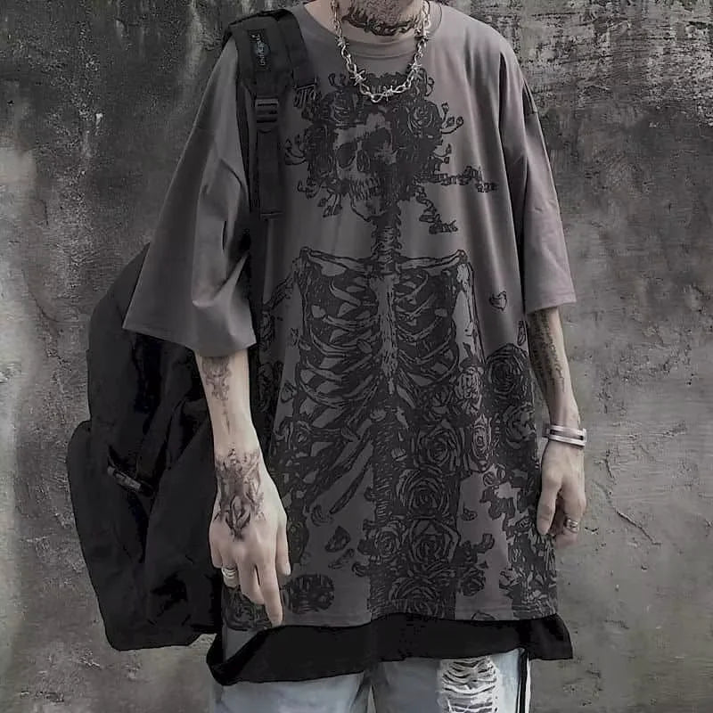Camiseta Dark Anime Skull Streetwear