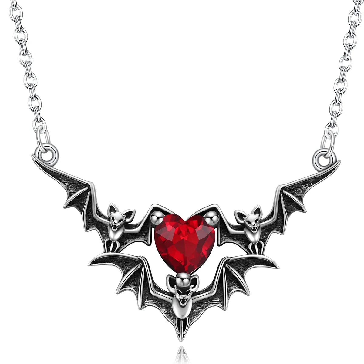 Collar Gótico Corazón y Alas de Murciélago