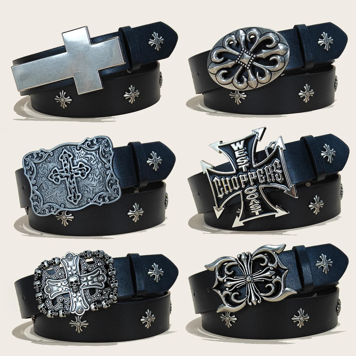 Cinturón Punk con Cruces y Tachas Y2K