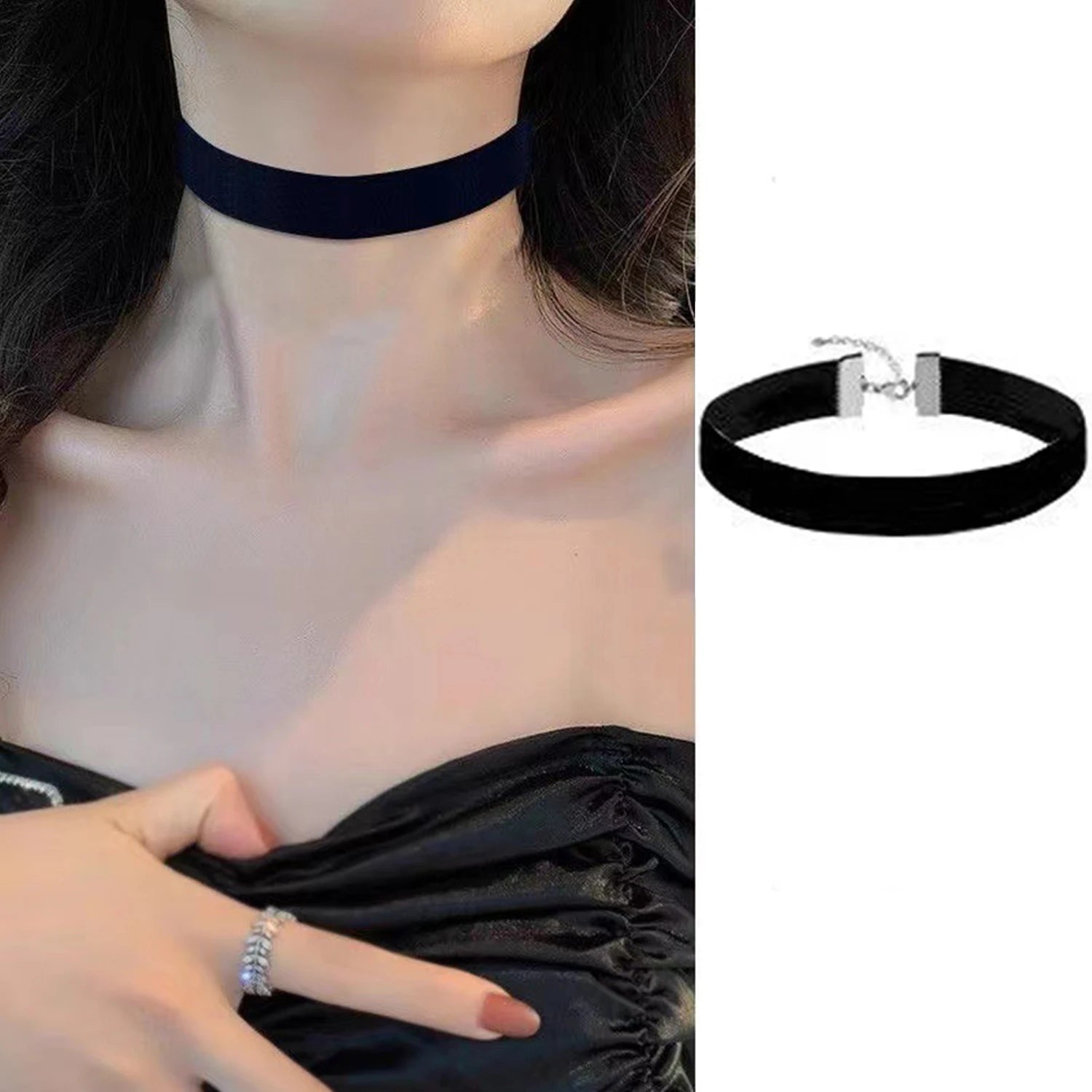 Choker de Terciopelo Negro Gótico Vintage