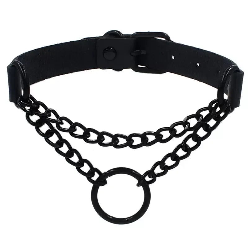 Choker de Cuero PU con Candado de Corazón y Llave – Gargantilla Punk Gothic