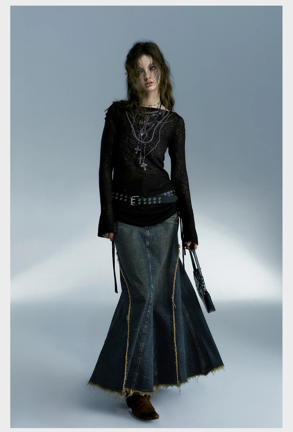 Top Ribbed Tattoo Print Gothic Alt
