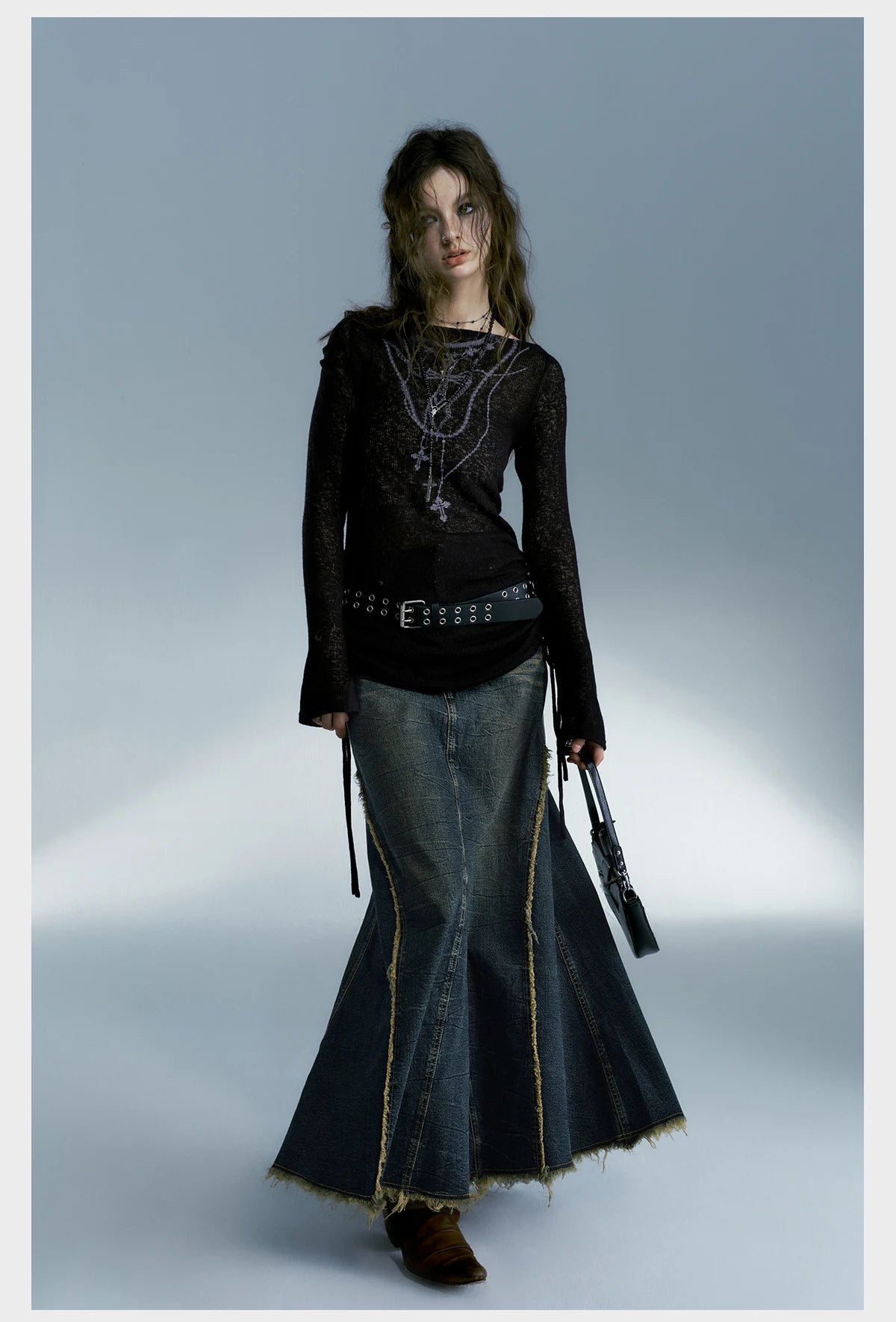 Top Ribbed Tattoo Print Gothic Alt