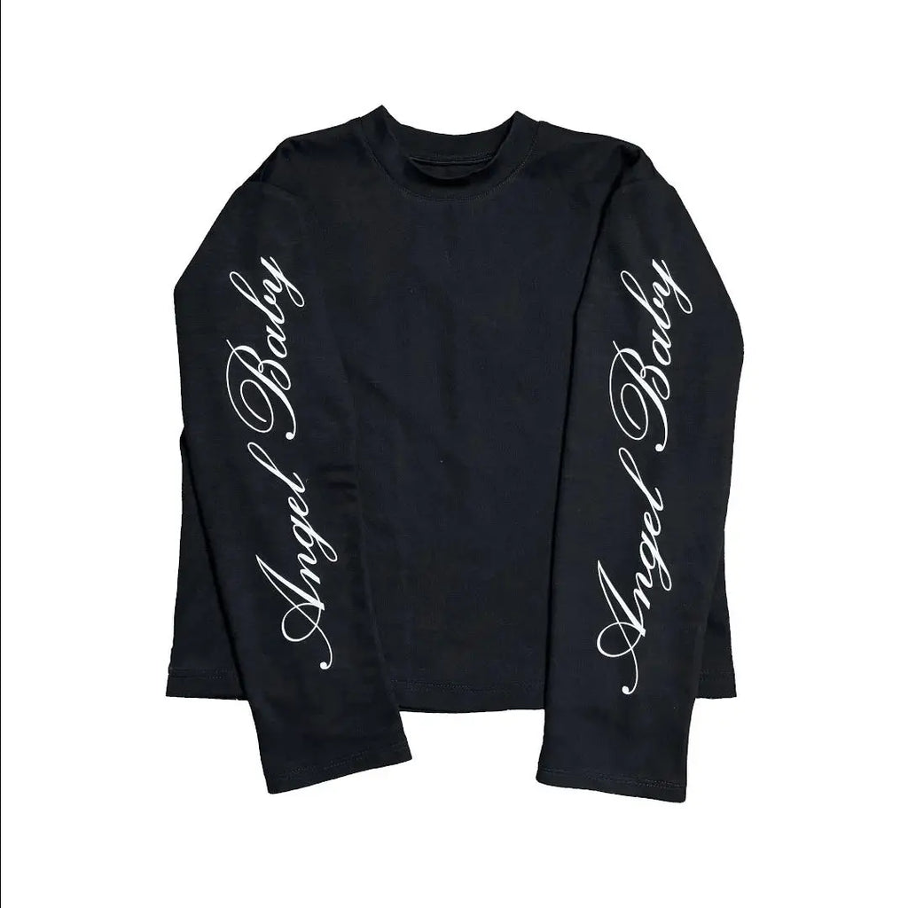 Camiseta Gothic Letter Manga Larga Unisex
