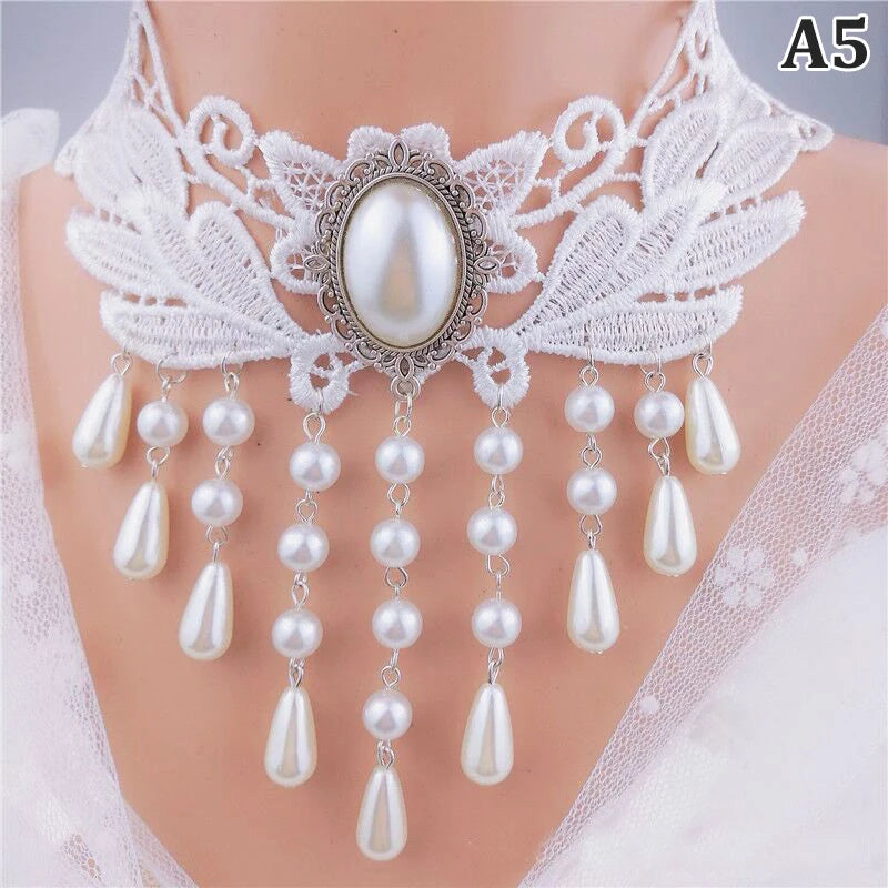 Choker Gótico de Encaje Negro con Cristal – Gargantilla Victoriana Steampunk