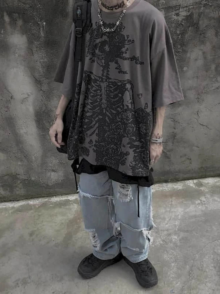 Camiseta Dark Anime Skull Streetwear