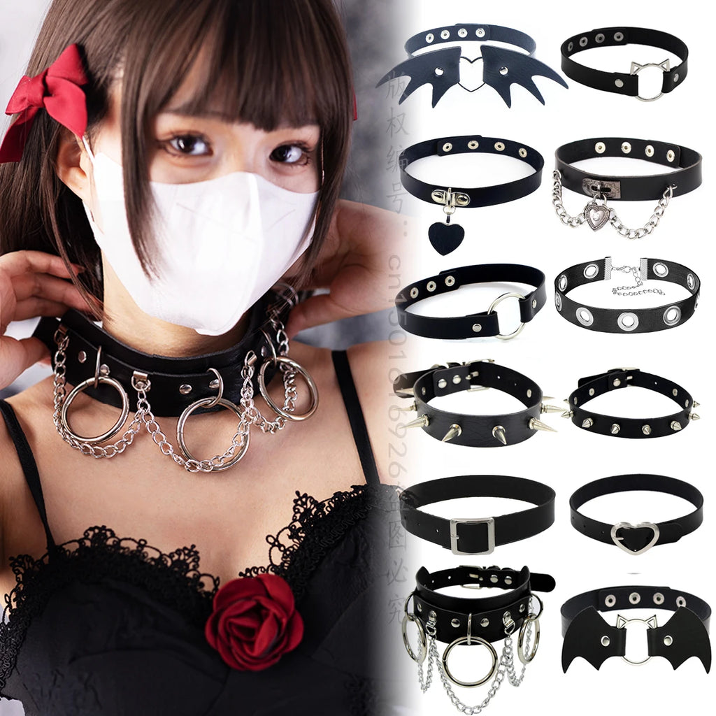 Choker de Cuero PU con Candado de Corazón y Llave – Gargantilla Punk Gothic