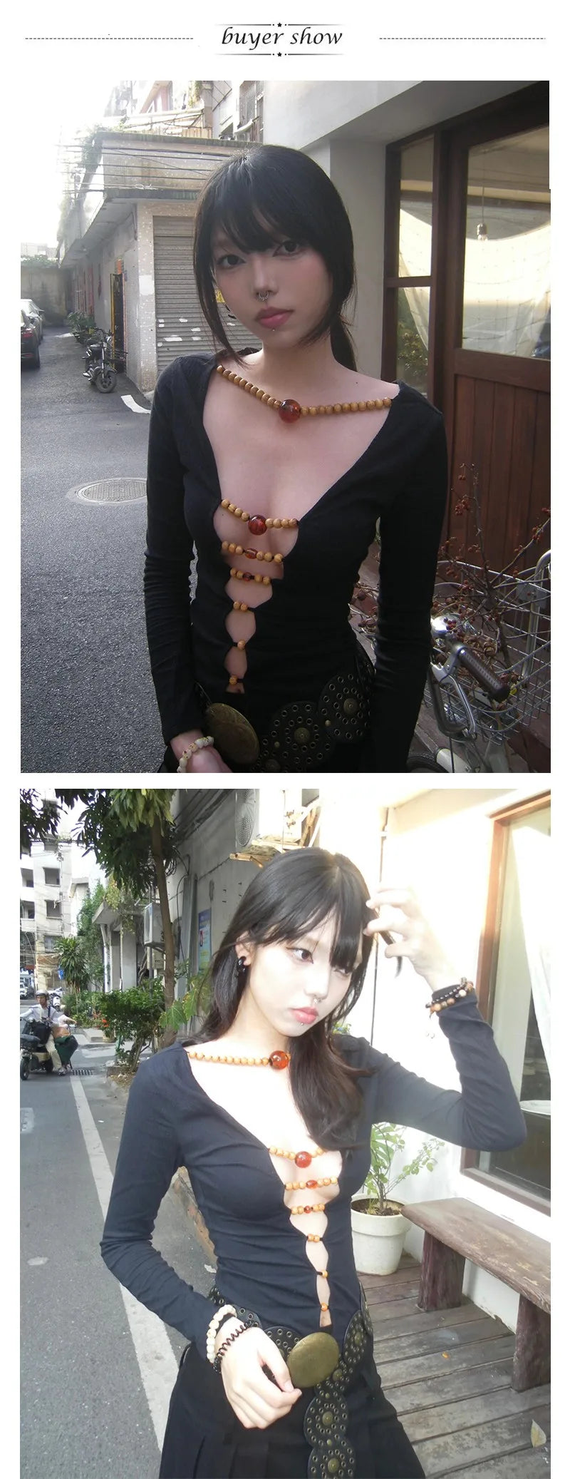 Top Harajuku Vintage Manga Larga con Aberturas