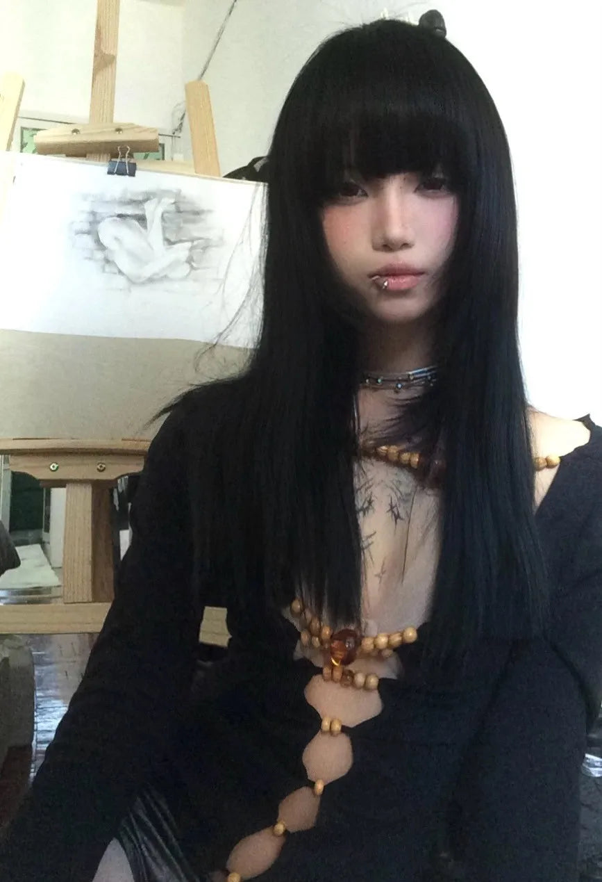 Top Harajuku Vintage Manga Larga con Aberturas