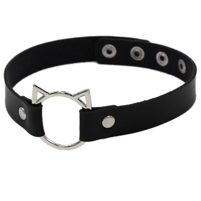 Choker de Cuero PU con Candado de Corazón y Llave – Gargantilla Punk Gothic
