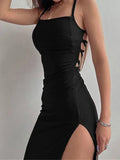 Vestido Largo E-Girl con Espalda Descubierta y Tajo