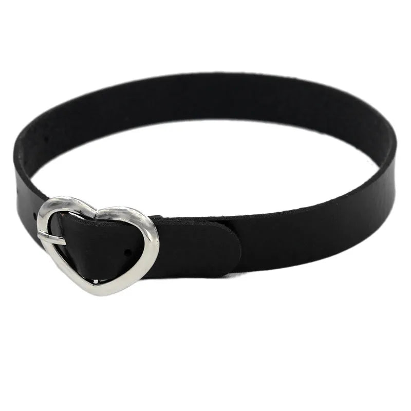 Choker de Cuero PU con Candado de Corazón y Llave – Gargantilla Punk Gothic