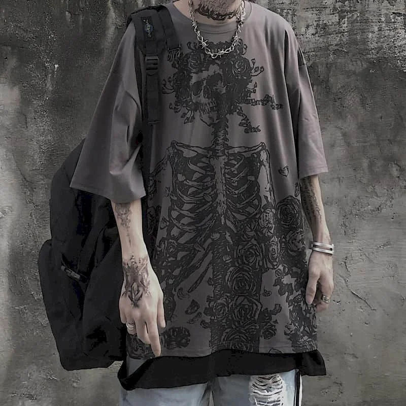 Camiseta Dark Anime Skull Streetwear
