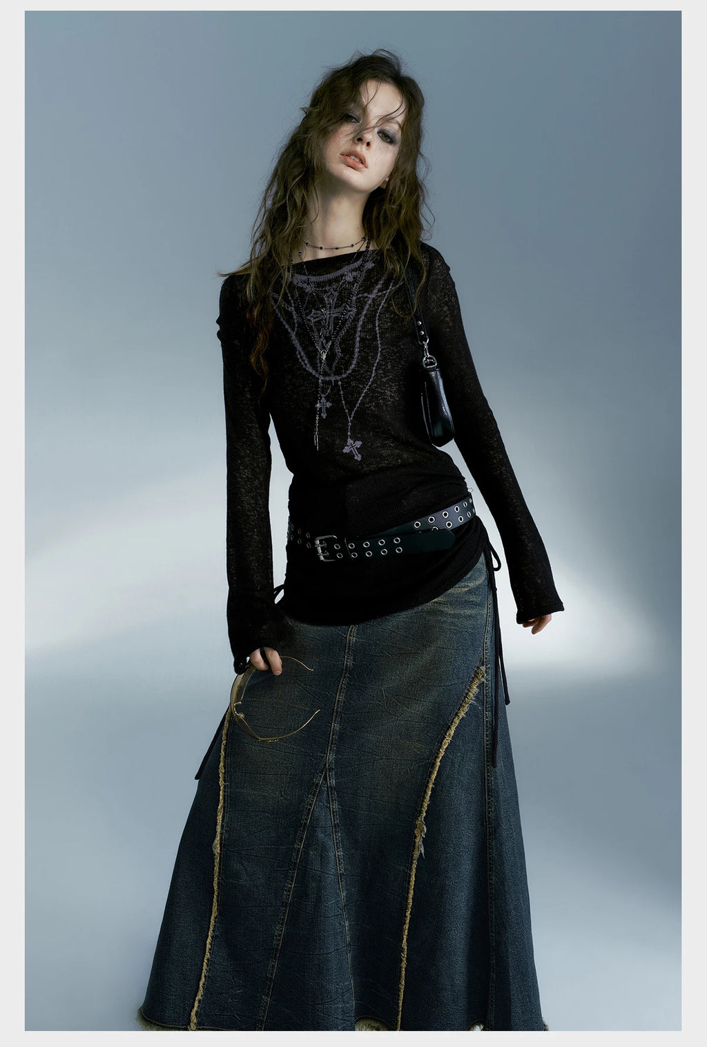 Top Ribbed Tattoo Print Gothic Alt