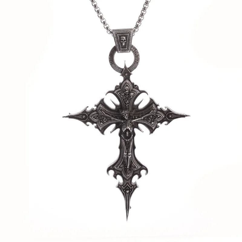 Collar de Cruz Gótica con Calavera Punk