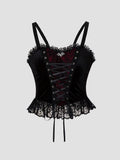 Top de Tirantes Retro con Encaje – Camiseta Backless Sexy Club